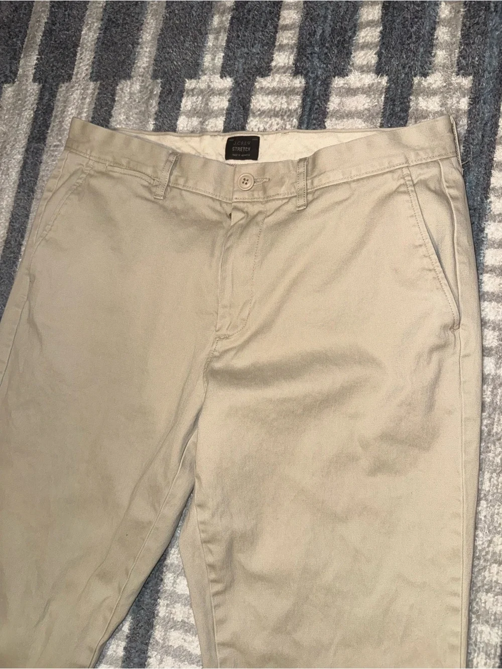 J.Crew Stretch Men's Classic Tan Khaki Chino Pants Size 32x32 Cotton Casual